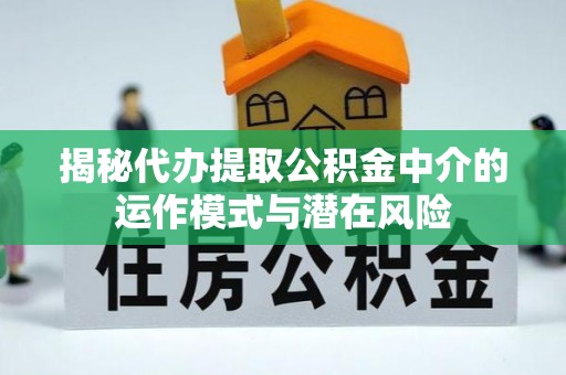 攀枝花揭秘代办提取公积金中介的运作模式与潜在风险