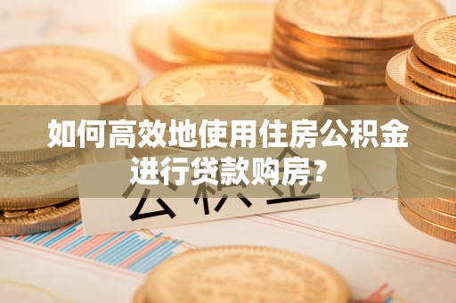 攀枝花如何高效地使用住房公积金进行贷款购房？